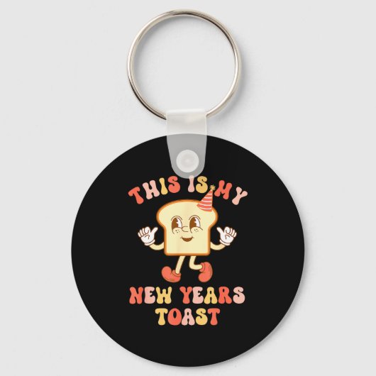 Funny New Year's Toast Bread Pun Retro Hipe  Sleutelhanger (Voorkant)