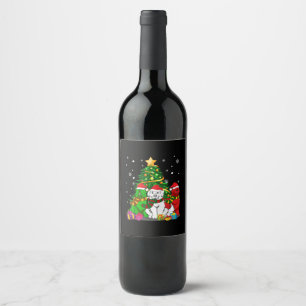 Funny Newfoundland Dog Beste kerstcadeau voor ke Wijn Etiket