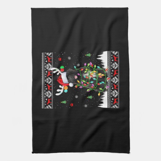 Funny Newfoundland Dog Kerstmis Theedoek (Verticaal)