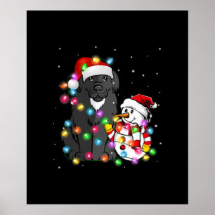 Funny Newfoundland Dog T-shirt met kerstmis Snowma Poster