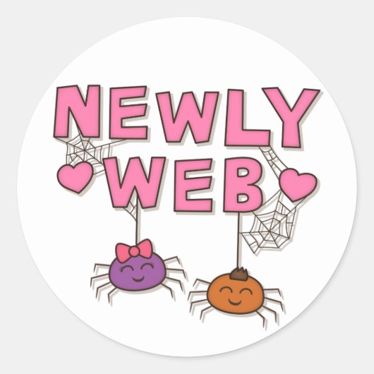 Funny Newly Wed of Web Spiders Pun Humor Ronde Sticker (Voorkant)