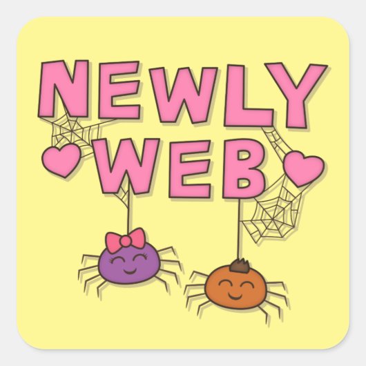 Funny Newly Wed of Web Spiders Pun Humor Vierkante Sticker (Voorkant)