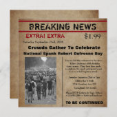 Funny Newspaper Birthday Invitation Kaart (Voorkant / Achterkant)