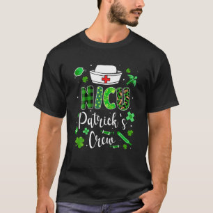 Funny NICU Nurse Crew Leopard Pset Nursing St Pat T-shirt