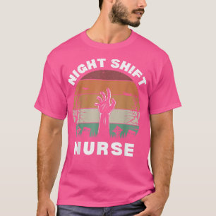 Funny Night Shift Nurse Skeleton Halloween RN Nurs T-shirt