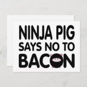 Funny Ninja Pig zegt nee tegen Bacon Briefkaart (Voorkant / Achterkant)