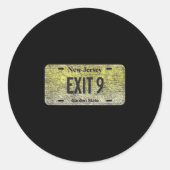 Funny Nj State Vanity License Plate Exit 9  Ronde Sticker (Voorkant)