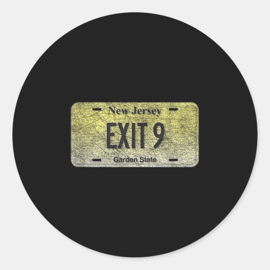 Funny Nj State Vanity License Plate Exit 9  Ronde Sticker (Voorkant)
