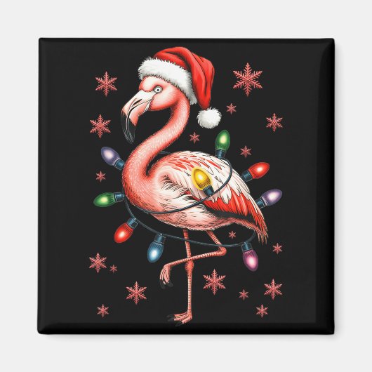 Funny Nk Flamingo Christmas Tree Lights Xmas Snowf Magneet (Voorkant)