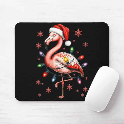 Funny Nk Flamingo Christmas Tree Lights Xmas Snowf Muismat (Met muis)