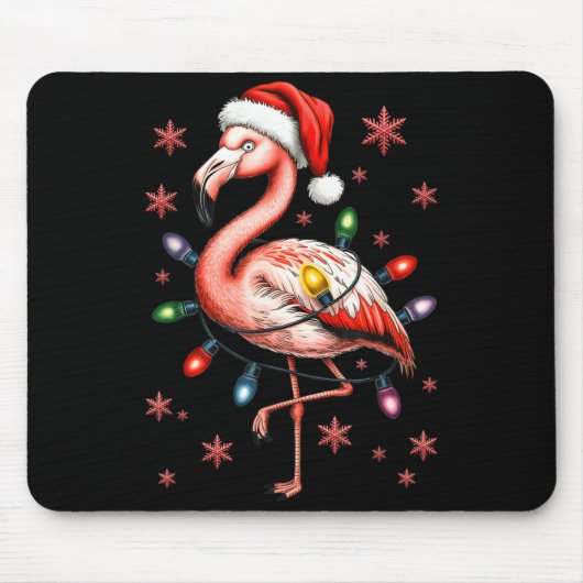 Funny Nk Flamingo Christmas Tree Lights Xmas Snowf Muismat (Voorkant)