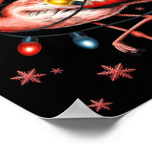 Funny Nk Flamingo Christmas Tree Lights Xmas Snowf Poster (Hoek)