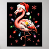 Funny Nk Flamingo Christmas Tree Lights Xmas Snowf Poster (Voorkant)