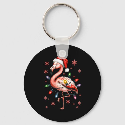Funny Nk Flamingo Christmas Tree Lights Xmas Snowf Sleutelhanger (Voorkant)