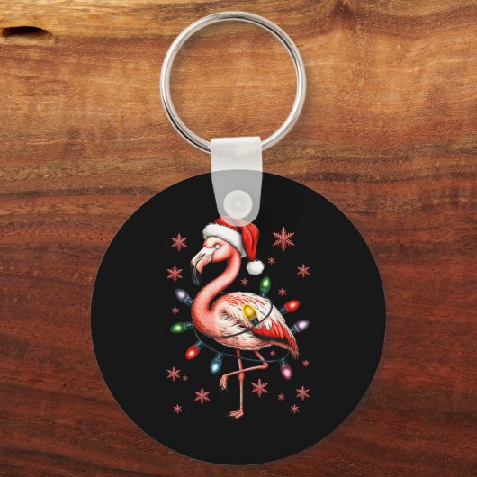 Funny Nk Flamingo Christmas Tree Lights Xmas Snowf Sleutelhanger (Voorkant)