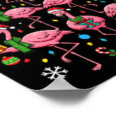 Funny Nk Flamingo Christmas Tree Santa Hats Holida Poster (Hoek)