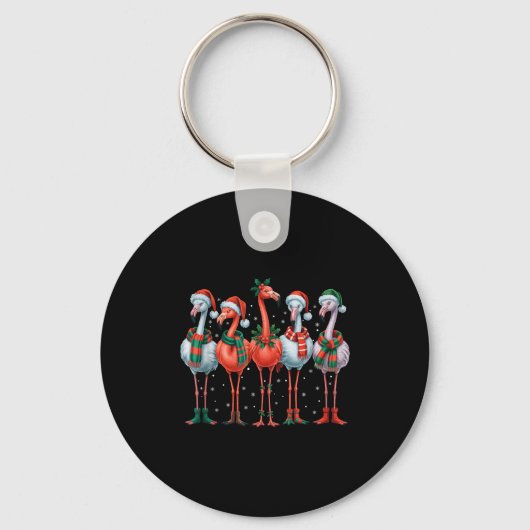 Funny Nk Flamingos Merry Christmas Tree Xmas Snowf Sleutelhanger (Voorkant)
