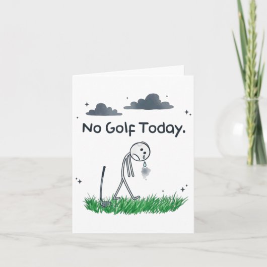 Funny No Golf Today Sad Stickman Golfer Golfers Me Kaart (Voorkant)