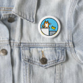 Funny No Kings Cat Cartoon Buttons (In situ)