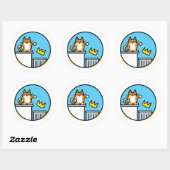 Funny No Kings Cat Cartoon Stickers (Vel)