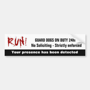 Funny No Soliciting Guard Dogs on Duty Warning Bumpersticker