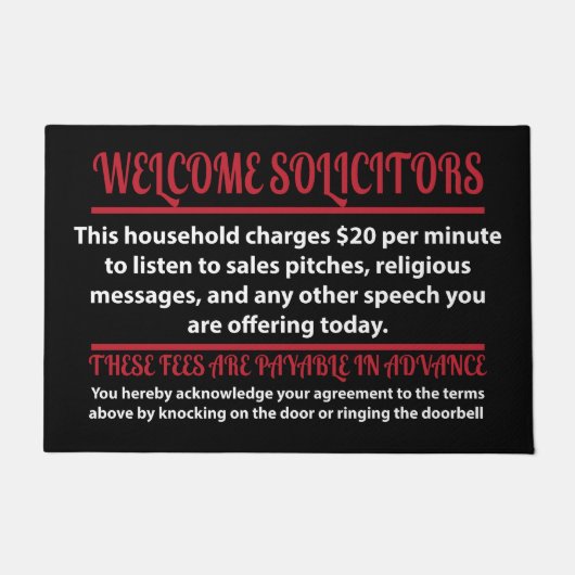 Funny No Soliciting Welcome Solicitors Deurmat (Voorkant)