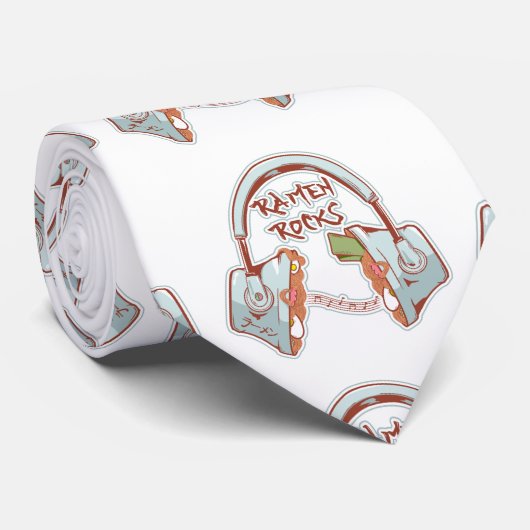 Funny noedle bowl hoofdtelefoon Muziek en Ramen Stropdas (Opgerold)