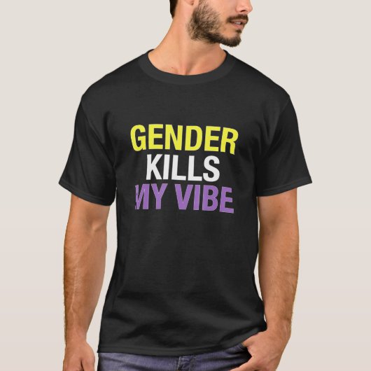 Funny Nonbinary Flag Enby Genderqueer non Binary T-shirt (Voorkant)
