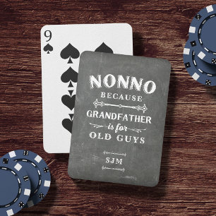 Funny Nonno Grandfather Monogram Pokerkaarten