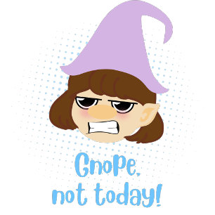 Funny Nope not Today Text Grumpy Gnome Face T-shirt