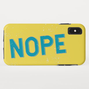 Funny Nope Typography Turquoise Blue en Yellow iPhone XS Max Hoesje