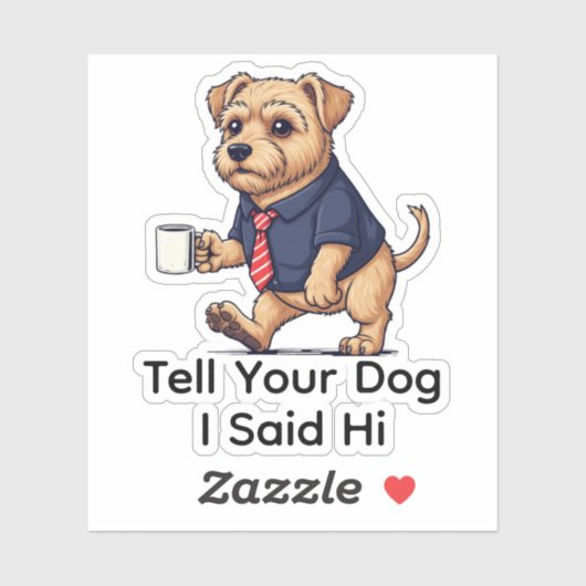 Funny Norfolk Terrier Dog Business Suit Coffee Sticker (Vel)