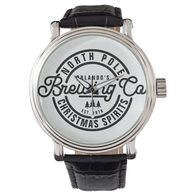 Funny North Pole Brewing Co kerstkrits Horloge (Voorkant)