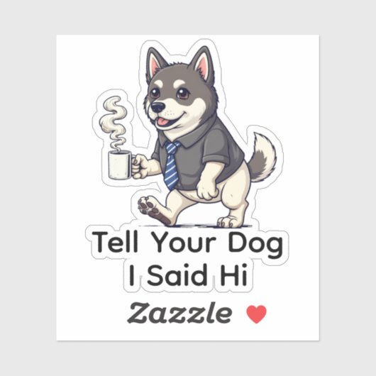 Funny Norwegian Elkhound Dog Business Suit Coffee  Sticker (Vel)
