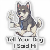Funny Norwegian Elkhound Dog Business Suit Coffee  Sticker (Voorkant)
