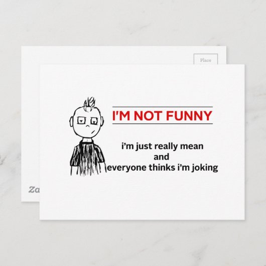 Funny "Not Funny" Sarcasm Briefkaart (Voorkant / Achterkant)