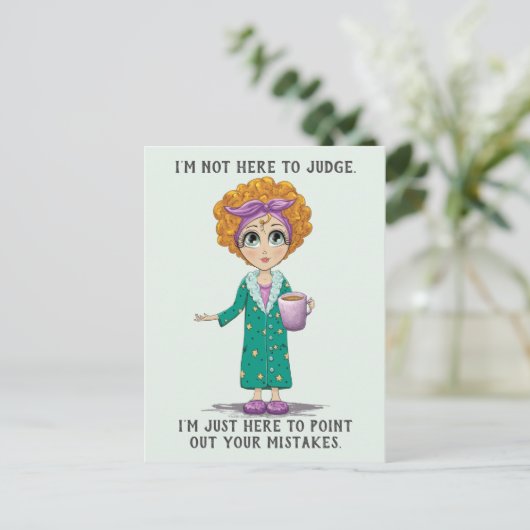 Funny not here to rechter briefkaart (Staand voorkant)