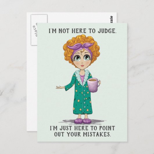 Funny not here to rechter briefkaart (Voorkant / Achterkant)