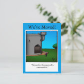 Funny "Nous avons déménagé" Carte postale Humour (Debout devant)