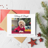 Funny Nouveau Parents Baby Photo Carte de Noël