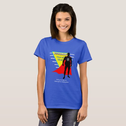 Funny Novelty SUPPERMAN MAN OF MEAL T-shirt (Voorkant volledig)