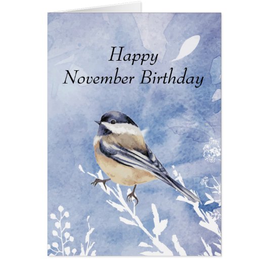 Funny November Birthday Winter Chickadee Bird (Voorkant)