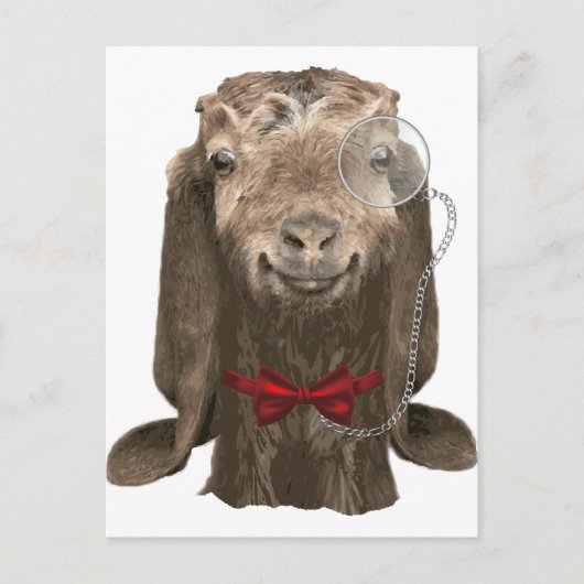 Funny Nubian Goat met monocle Briefkaart (Voorkant)