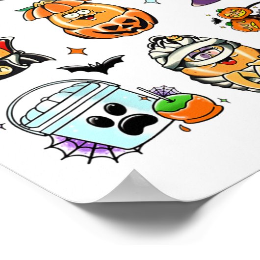 Funny Nuggets Maaltijdemmer Halloween Spooky Poster (Hoek)