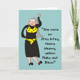 Funny Nun Cards "Yellow Polka Dot Bikini" Kaart
