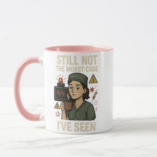 Funny Nurse Code Mug Bleu - Infirmière au café Fat (Gauche)