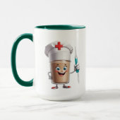 Funny Nurse Coffee Mug – Cartoon Cup with Syringe (Gauche)