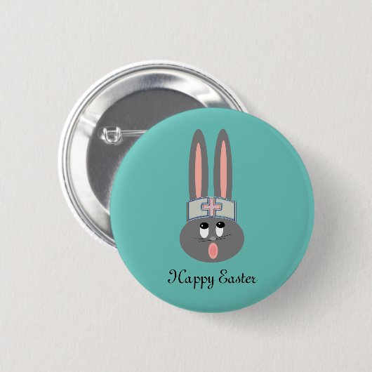 Funny Nurse Easter Bunny Button (Voorkant /achterkant)