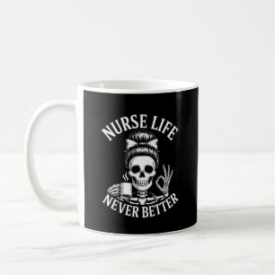 Funny Nurse Life Coffee Skeleton voor Vrouwen Mann Koffiemok