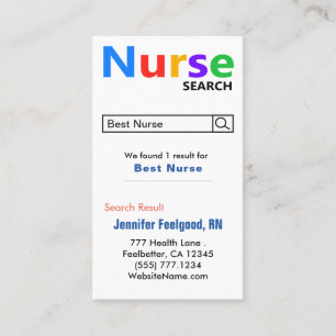 Funny Nurse Search Adverteren Visitekaartje